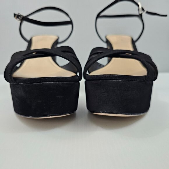 Schutz Keefa Platform Block Heel Womens 10 Black Nubuck Strappy Sandal Evening - Picture 6 of 13